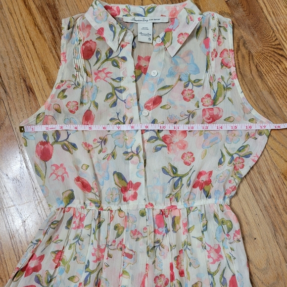 American Rag Floral Sleeveless Dress Button Front  Elastic Waist Size S. - Picture 10 of 13